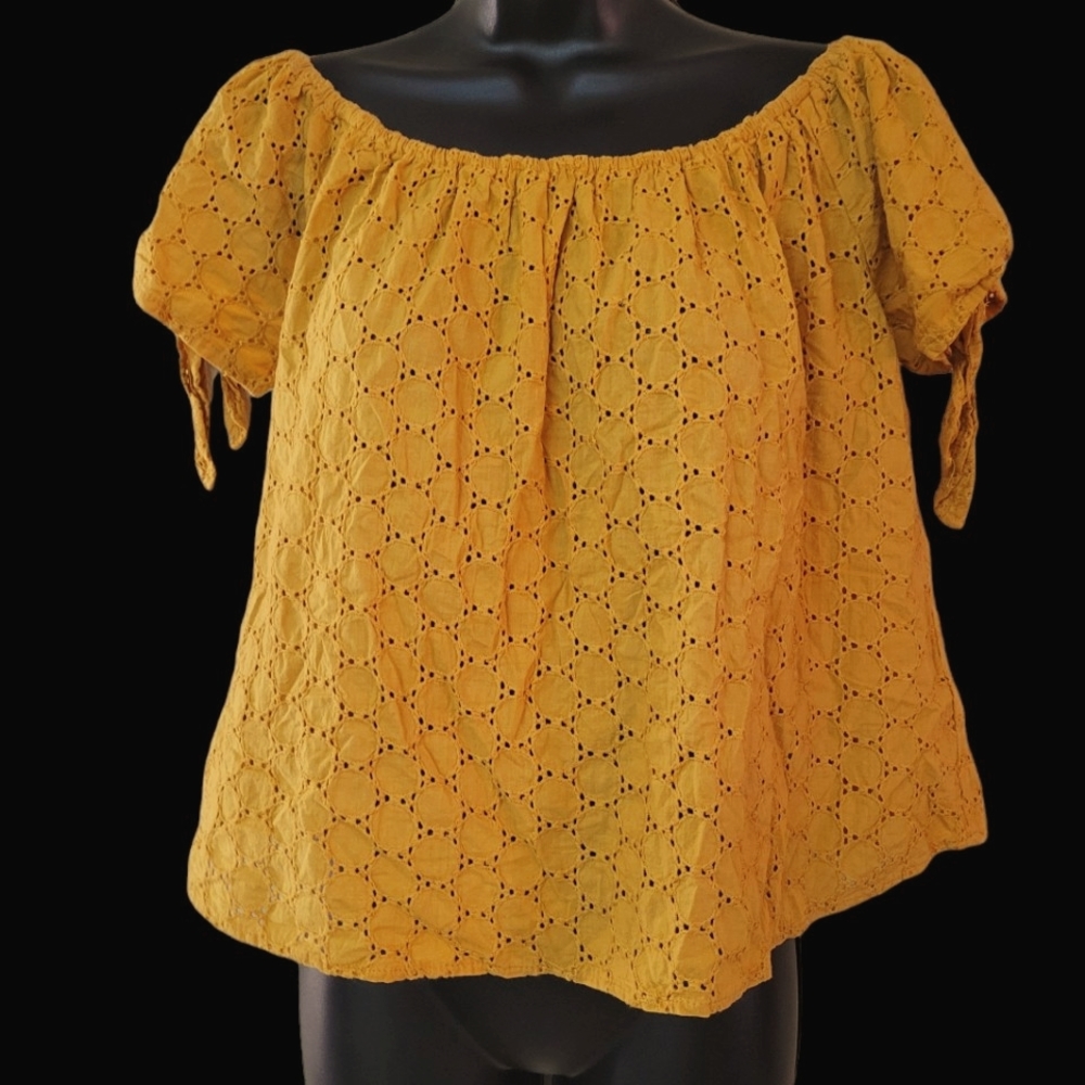 UNIVERSAL THREAD BOHO OFF THE SHOULDER YELLOW BLOUSE